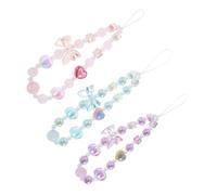 NIYANGLE Bracciale per Cellulare 3 Pezzi Ciondoli a Forma di Cuore e Fiocco in Plastica, Cinturino da Polso Leggero e Comodo per Uso Quotidiano e Avventure All'aperto