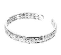 NIYANGLE Bracciale Rigido da Donna Vintage in Lega Argento Incisioni Cinesi Buddhiste, Resistente e Dalla Texture Liscia, per Compleanni e Altre Occasioni