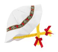 NIYANGLE Cappello Bavarese e Dalla Forma Strutturata Leggero con Doppia Treccia in Poliestere Bianco per Festa della Birra per Festival e Costume da Donna