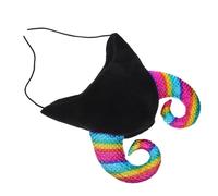 NIYANGLE Cappello di corno di mucca di Halloween, berretto morbido di corno di demone, berretto da sci caldo invernale con cinturino sotto il mento, copricapo da mostro per cosplay, per attività