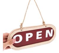 NIYANGLE Cartello Pratica e Versatile Decorazione Porta Aperto Chiuso in Legno Corda di Juta in Semplice e Accogliente per Negozi e Casa