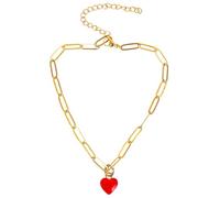 NIYANGLE Cavigliera a Cuore in Acciaio Inossidabile Rossa per Donna | Regolabile, Placcatura Resistente All’opacità, Delicata e Lucente, per Feste, Nozze e San Valentino