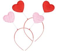 NIYANGLE Cerchietti a Forma di Cuore per San Set da 2 Fasce Rosse Leggere per Chioma Accessori Donna per Feste e Costumi di Cupido Design 3D Cuoricini Romantici
