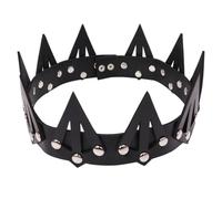 NIYANGLE Cerchietto Corona da Sovrana in Pelle Nera per Cosplay e Feste Speciali, Accessorio Costume Elegante e Decorazione per Foto