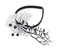 NIYANGLE Cerchietto Halloween Teschio e Corna di Cervo in Plastica e Poliestere, Accessorio Chioma Versatile e Confortevole per Feste e Escape Room