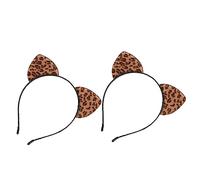NIYANGLE Cerchietto Orecchie Leopardate 2 Pezzi Accessorio Cosplay per Ragazze Fascia Moda per Feste Copricapo Creativo