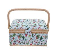 NIYANGLE Cesto da Cucito in Tessuto Design Tema Natalizio Organizer per Ricamo e Cucito Manico Portatile Adatto per Decorazioni Natalizie e Organizzazione di Strumenti