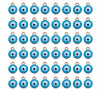 NIYANGLE Ciondoli Occhio Malvagio in Lega Doppia Faccia 100 Pezzi, Perline Fai da Te per Gioielli Artigianali, Amuleti Antifattura per Collane e Bracciali, Decorazione Halloween e Fortuna