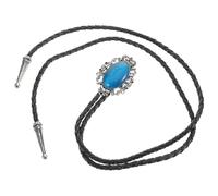 NIYANGLE Ciondolo al collo agata American Bolo Necktie Collana del girocollo occidentale cravatta da uomo collana di pietre di cristallo collana da cowboy corda in pelle sintetica Sky-blue