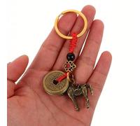 NIYANGLE Ciondolo in Ottone per Auto Portafortuna Feng Shui Monete dell'Imperatore Portachiavi Zodiaco Cinese da Appendere allo Specchietto Retrovisore Amuleto Protettivo per Guida