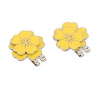 NIYANGLE Clip 2 Pezzi per Cappello da Golf a Forma di Fiore di Ciliegio Giallo in Lega di Zinco, Struttura Stabile che Previene Confusioni per Partite Rilassate e Sessioni Sociali