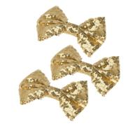 NIYANGLE Clip per Chioma Bambina con Fiocco Grande in Paillettes Oro 3 Pezzi, Accessori per Chioma Non Deformabili e Non Scolorenti per Feste e Natale