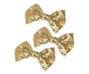 NIYANGLE Clip per Chioma Bambina con Fiocco Grande in Paillettes Oro 3 Pezzi, Accessori per Chioma Non Deformabili e Non Scolorenti per Feste e Natale