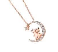 NIYANGLE Collana da Donna in Argento 925 Ciondolo Coniglio e Stella Strass, Catena Decorativa Leggera e Lucente, Gioiello Elegante per Ragazze e Sorelle, Regalo Raffinato per Ogni