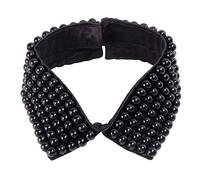 NIYANGLE Colletto Falso Elegante per Donna in Poliestere Nero Perle Cucite a Mano, Leggero e Raffinato per Abiti, Maglie e Maglioni, per Matrimoni e Tutte le Stagioni