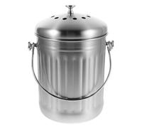 NIYANGLE Contenitore per Compost da Cucina in Acciaio Inossidabile 5L con Coperchio Sigillato Antiodore Secchio per Rifiuti Alimentari da Banco Compatto per Uso Interno e Riciclo Organico