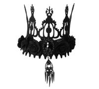 NIYANGLE Corona di Halloween in Feltro e Lega Nera Decorazioni Barocche, Accessorio per Chioma Resistente senza Deformazioni per Feste e Spettacoli