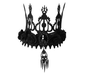 NIYANGLE Corona di Halloween in Feltro e Lega Nera Decorazioni Barocche, Accessorio per Chioma Resistente senza Deformazioni per Feste e Spettacoli