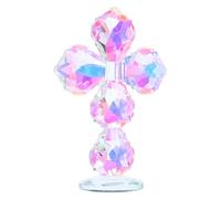 NIYANGLE Crocifisso da Tavolo in Cristallo Trasparente Base, Statua Religiosa Cattolica di Gesù per Preghiera e Decorazione Casa, Regalo Benedizione per Festa della Mamma e Ufficio