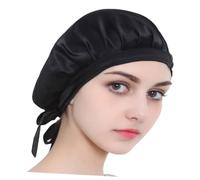 NIYANGLE Cuffia da Notte in Vera Seta Tinta Unita Nera, Grande Taglia, per Donne, Morbida e Resistente per Mantenere i Chioma Ordinati Durante Sonno
