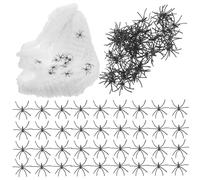 NIYANGLE Decorazione di Halloween con Ragnatela in Poliestere da 300g, Facile da Modellare e Riporre, con Ragni Finti per Feste e Ambienti