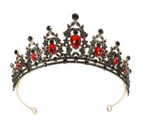 NIYANGLE Di Strass Diademi Nuziali Strass Barocco Arredamento Del Matrimonio Corone Di Fiori Per Le Donne Per Donne Tiara Rossa Per Le Donne Accessori Rossi Per Le Donne Nozze Rosso