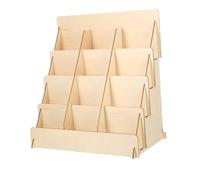NIYANGLE Espositore Organizer Versatile Biglietti D'auguri per in Legno a 4 Ripiani Design Rustico Ottimizzazione dello Spazio Eventi di Venditori