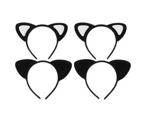NIYANGLE Fasce per Chioma Morbide in Peluche Corto 4 Pezzi Orecchie di Gatto Leggere e Comode Accessori per Chioma Bambina per Feste e Festival