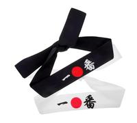 NIYANGLE Fasce Per Chioma Stile Giapponese Da Samurai, Set 2 Pezzi in Cotone Resistente, Per Allenamento Karate, Cucina e Feste Cosplay