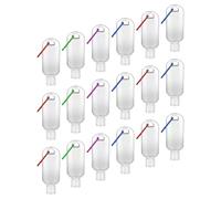 NIYANGLE Flaconi da Viaggio Ricaricabili 50 Ml con Gancio, Bottiglie Portachiavi in Plastica Trasparente a Tenuta Stagna, Kit 18 Pezzi per Lozioni, Gel Mani e Shampoo,