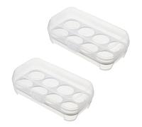 NIYANGLE Frigorifero 2 Pezzi8 Scatola Per La Conservazione Delle Uova Scatole Plastica Organizer Pp Bianca Con Coperchio Cartone Di Uova Portauova Impilabile