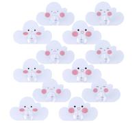 NIYANGLE Ganci Adesivi da Parete Cartone Animato 12 Pezzi, Appendiabiti in Bianco Design Nuvola, Decorazione Cameretta Sicura e Salvaspazio, Ganci per Zaini, Cappelli e Piccoli Oggetti