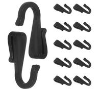 NIYANGLE Ganci da Cucina a Forma di J in Plastica Nera, 12 Pezzi, per Appendere Piatti e Mensole, per Cucina e Ufficio, per Organizzare e Ottimizzare lo Spazio
