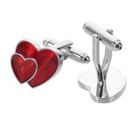 NIYANGLE Gemelli da Uomo a Forma di Cuore Rosso per Camicie Polsino Francese, Accessori Formali per Matrimonio e Anniversario, Gemelli Francesi Chiusura a Bottone per Eventi Eleganti