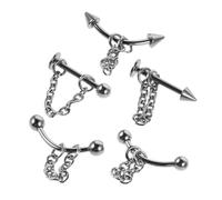 NIYANGLE Gioielli per Piercing al Labbro e Orecchini a Bilanciere in Acciaio Inossidabile 5 Pezzi Catena, Labret Verticali Resistenti per Donna, Uso Quotidiano e Feste