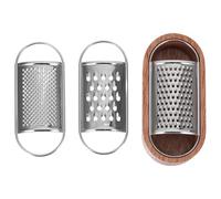 NIYANGLE Grattugia per Formaggio in Acciaio Inox con Base in Legno Marrone, Set Multifunzione con Componente Removibile per Cucina e Tavola