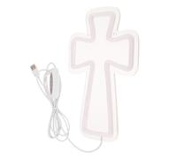 NIYANGLE Insegna al Neon LED a Forma di Croce 25x15 Cm, Lampada da Parete Religiosa Luce Calda, Luce Notturna a Croce per Decorazioni Cristiane in Camera e Ambienti Esterni