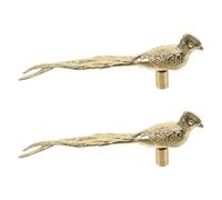 NIYANGLE Maniglie in Ottone a Forma di Volatile Coda Lunga, Set da 2 Pezzi, Maniglie per Porte e Cassetti Vintage, Manopole Decorative per Armadietti e Mobili da Cucina, Finitura