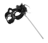 NIYANGLE Maschera a Mano Nera in Plastica Pizzo e Decorazioni Laterali per Performance e Feste di Halloween Elegante e Leggera