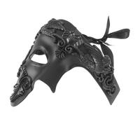 NIYANGLE Maschera Romana Texture Fine da Soldato in Plastica Nera per Uomo e Design Vintage, per Cosplay e Feste a Tema Halloween