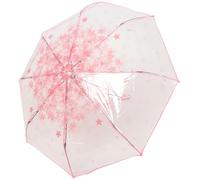 NIYANGLE Ombrello Trasparente a Tre Pieghe Stampa Fiori di Ciliegio, Ombrello Compatto da Viaggio Antivento, Automatico per Sole e Pioggia, Manico Portatile per Escursioni e Uso Quotidiano