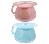 NIYANGLE Orinatoio Portatile con Coperchio 2 Pezzi in Pp, Vaso da Notte Ergonomico con Manico per Bambini e Adulti, per Casa e Ospedali