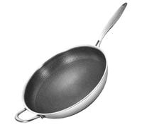 NIYANGLE Padella Wok in Acciaio a Nido d'Ape Struttura Resistente AI Graffi, Portatile per Cucina Quotidiana e Induzione Elettrica