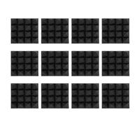 NIYANGLE Pannelli Fonoassorbenti Piramidali 25X25X8 CM Set da 12 Pezzi in Poliuretano Resistente Nero per Isolamento Acustico Pareti Studi Registrazione Home Theater Uffici