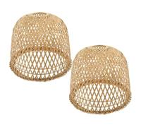 NIYANGLE Paralume Leggero e Versatile in Bambù Intrecciato 2 Pezzi per Lampada a Sospensione Rustica per Lampade da Soffitto in Ambienti Interni