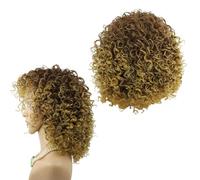 NIYANGLE Parrucca Riccia Castana Per Donna Parrucche Sintetiche Corte Biondo Naturale Parrucche Afro Per Cosplay e Feste Capelli Realistici e Comodi