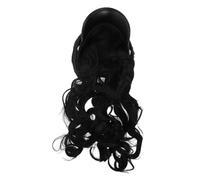 NIYANGLE Parrucca Un Pezzo Con Cappello Da Marinaio Per Donne Extension Ricci Lunghi e Moda Accessorio Versatile Per Cosplay Feste e Occasioni Speciali Colore Nero Naturale