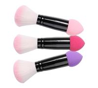 NIYANGLE Pennello Doppio 3 Pezzi Setole in Nylon e Manico in Alluminio, Design Dual-ended per Applicazione Morbida di Blush e Contouring, per Viaggi e Ritocchi On-the-go