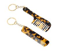 NIYANGLE Pettine Portachiavi in Acetato Mini a Motivo Leopardato Per Donna e Uomo, Set Da 2 Pezzi, Pratico Per Borsa o Viaggio