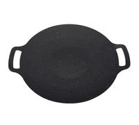 NIYANGLE Piastra per Grigliare Rotonda da Barbecue in Pietra Medica Nera | Design Semplice e Compatto, Antiaderente e Facile da Riporre, Riscalda in Forma Uniforme